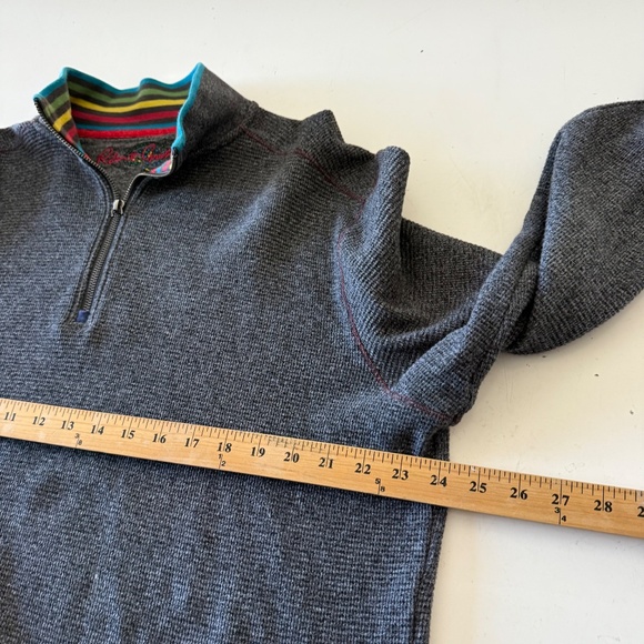 Robert Graham Designer Dark Heather Gray Casual Quarter Zip Sweater Mens LARGE - Picture 5 of 8